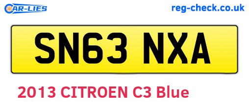 SN63NXA are the vehicle registration plates.