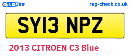 SY13NPZ are the vehicle registration plates.