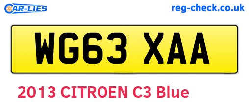 WG63XAA are the vehicle registration plates.