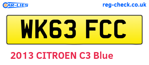 WK63FCC are the vehicle registration plates.