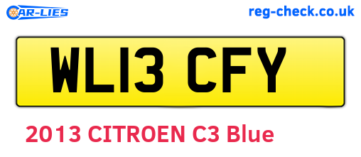 WL13CFY are the vehicle registration plates.