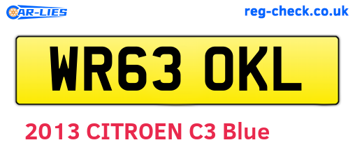 WR63OKL are the vehicle registration plates.