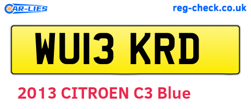 WU13KRD are the vehicle registration plates.