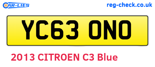 YC63ONO are the vehicle registration plates.