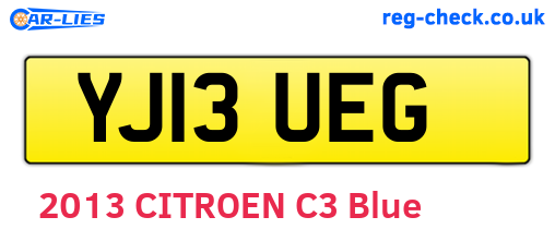 YJ13UEG are the vehicle registration plates.