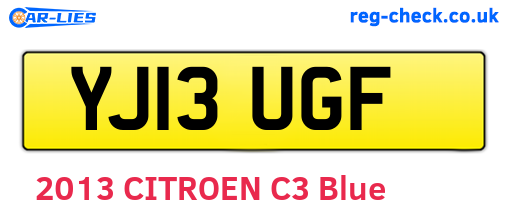 YJ13UGF are the vehicle registration plates.