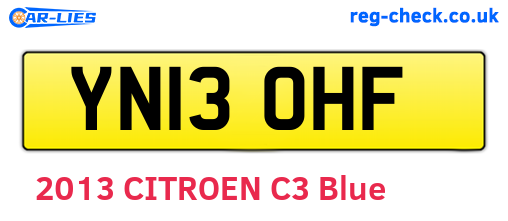 YN13OHF are the vehicle registration plates.