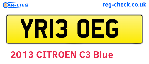 YR13OEG are the vehicle registration plates.