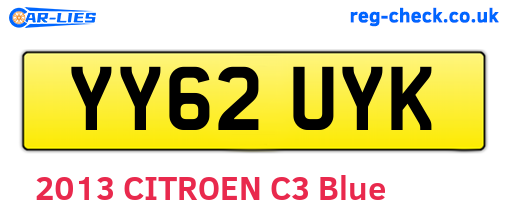 YY62UYK are the vehicle registration plates.