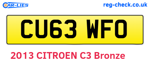 CU63WFO are the vehicle registration plates.
