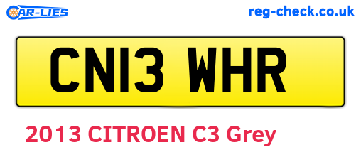 CN13WHR are the vehicle registration plates.