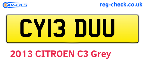 CY13DUU are the vehicle registration plates.