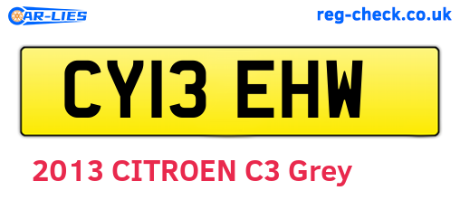 CY13EHW are the vehicle registration plates.