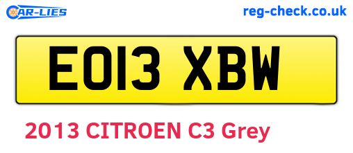 EO13XBW are the vehicle registration plates.