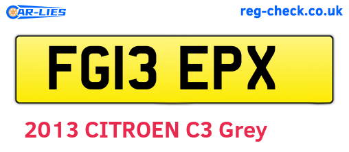 FG13EPX are the vehicle registration plates.