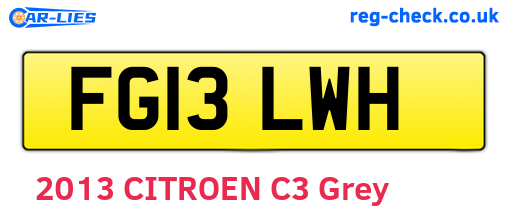 FG13LWH are the vehicle registration plates.