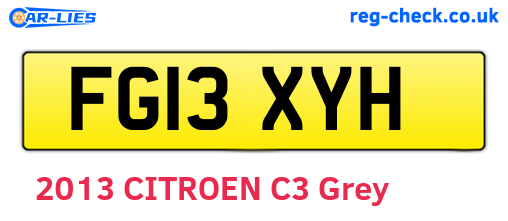 FG13XYH are the vehicle registration plates.