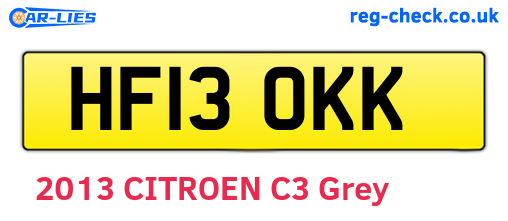 HF13OKK are the vehicle registration plates.