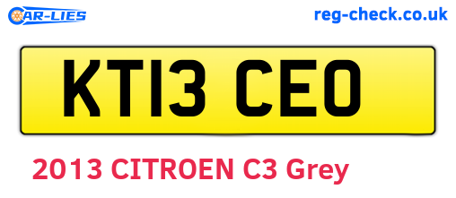 KT13CEO are the vehicle registration plates.