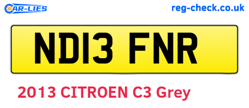 ND13FNR are the vehicle registration plates.