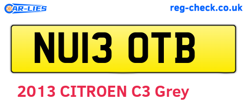 NU13OTB are the vehicle registration plates.