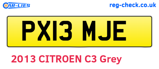 PX13MJE are the vehicle registration plates.