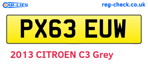 PX63EUW are the vehicle registration plates.