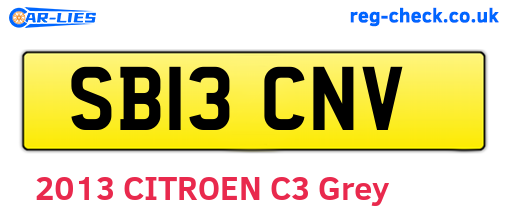 SB13CNV are the vehicle registration plates.