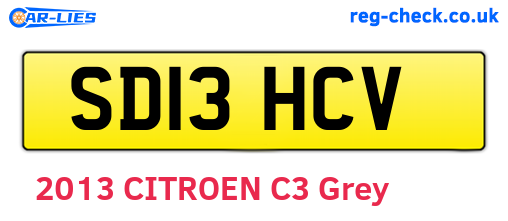 SD13HCV are the vehicle registration plates.