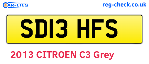 SD13HFS are the vehicle registration plates.