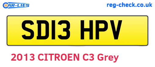 SD13HPV are the vehicle registration plates.