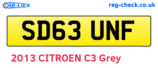 SD63UNF are the vehicle registration plates.