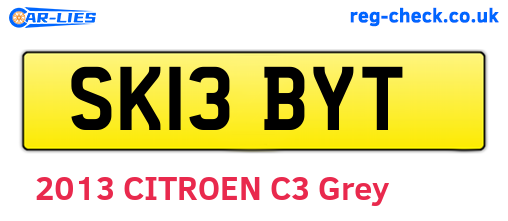 SK13BYT are the vehicle registration plates.