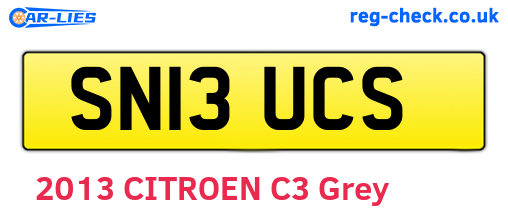 SN13UCS are the vehicle registration plates.