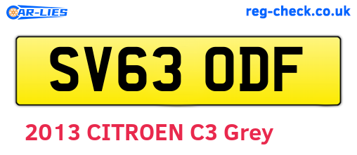 SV63ODF are the vehicle registration plates.