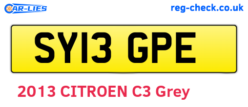 SY13GPE are the vehicle registration plates.