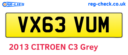 VX63VUM are the vehicle registration plates.