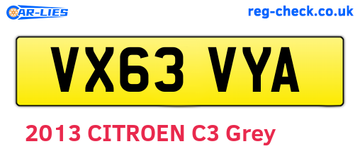 VX63VYA are the vehicle registration plates.