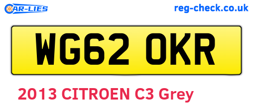 WG62OKR are the vehicle registration plates.