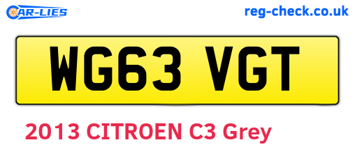 WG63VGT are the vehicle registration plates.