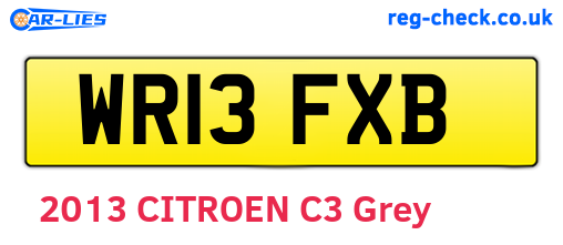 WR13FXB are the vehicle registration plates.
