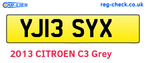 YJ13SYX are the vehicle registration plates.