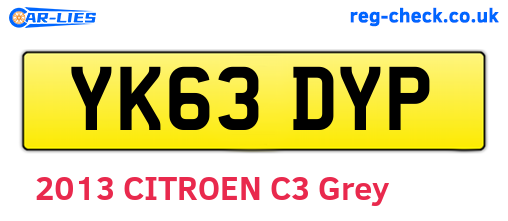 YK63DYP are the vehicle registration plates.