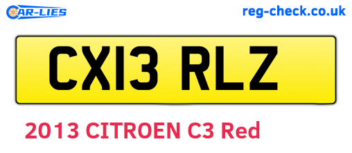 CX13RLZ are the vehicle registration plates.