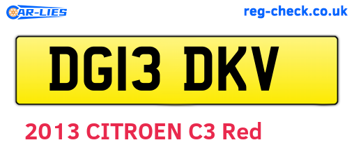 DG13DKV are the vehicle registration plates.