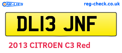 DL13JNF are the vehicle registration plates.