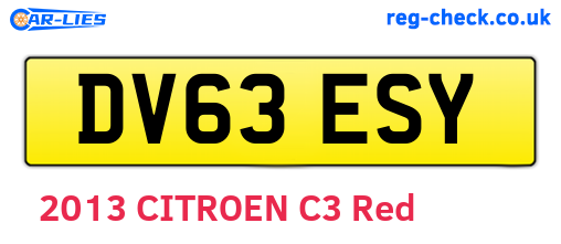 DV63ESY are the vehicle registration plates.