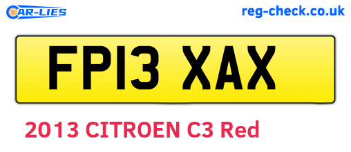 FP13XAX are the vehicle registration plates.