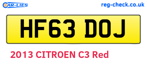 HF63DOJ are the vehicle registration plates.