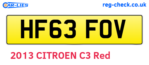 HF63FOV are the vehicle registration plates.